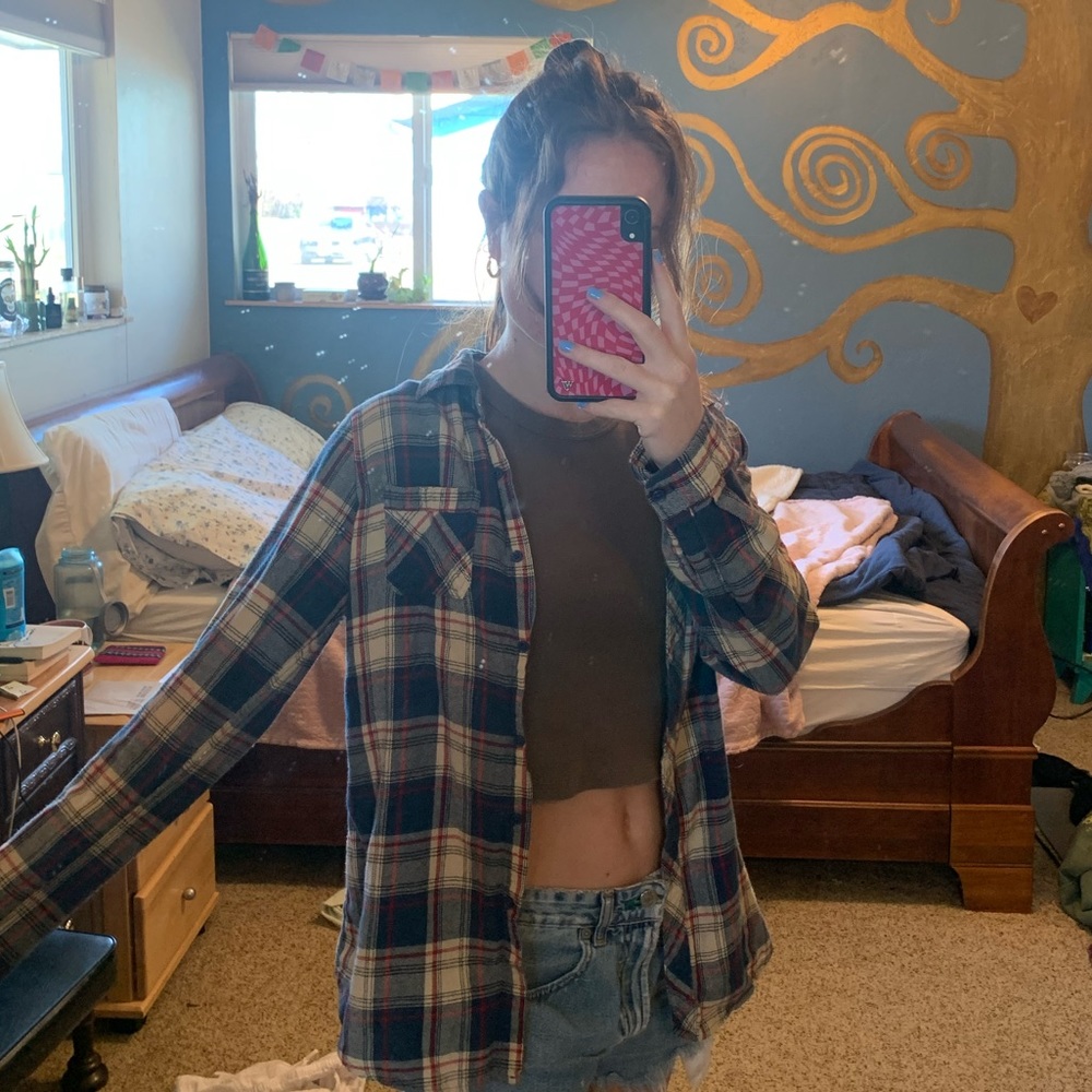 Blue Plaid Flannel💙🤍